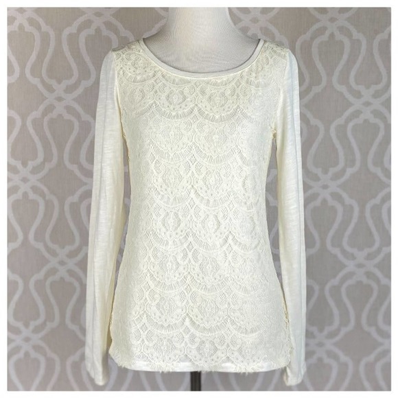 Lauren Conrad Ivory Lace Knit Top - Picture 5 of 11
